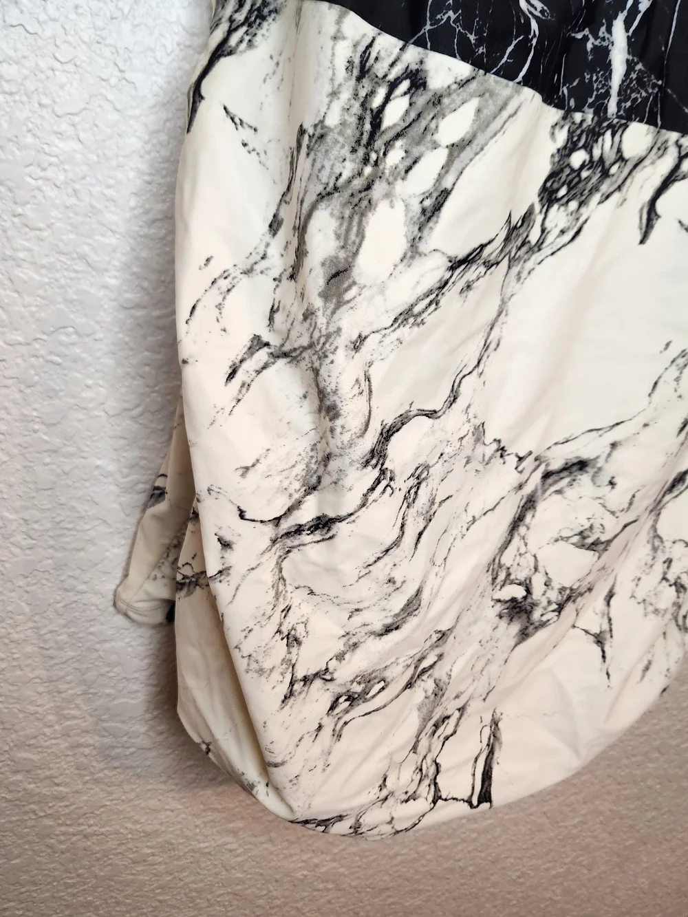 Cacique swim black white marble print tankini top cutout neckline size 16